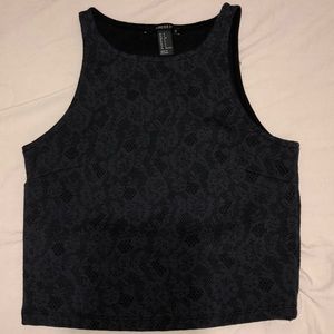 Black and Grey lace detailed Crop Top